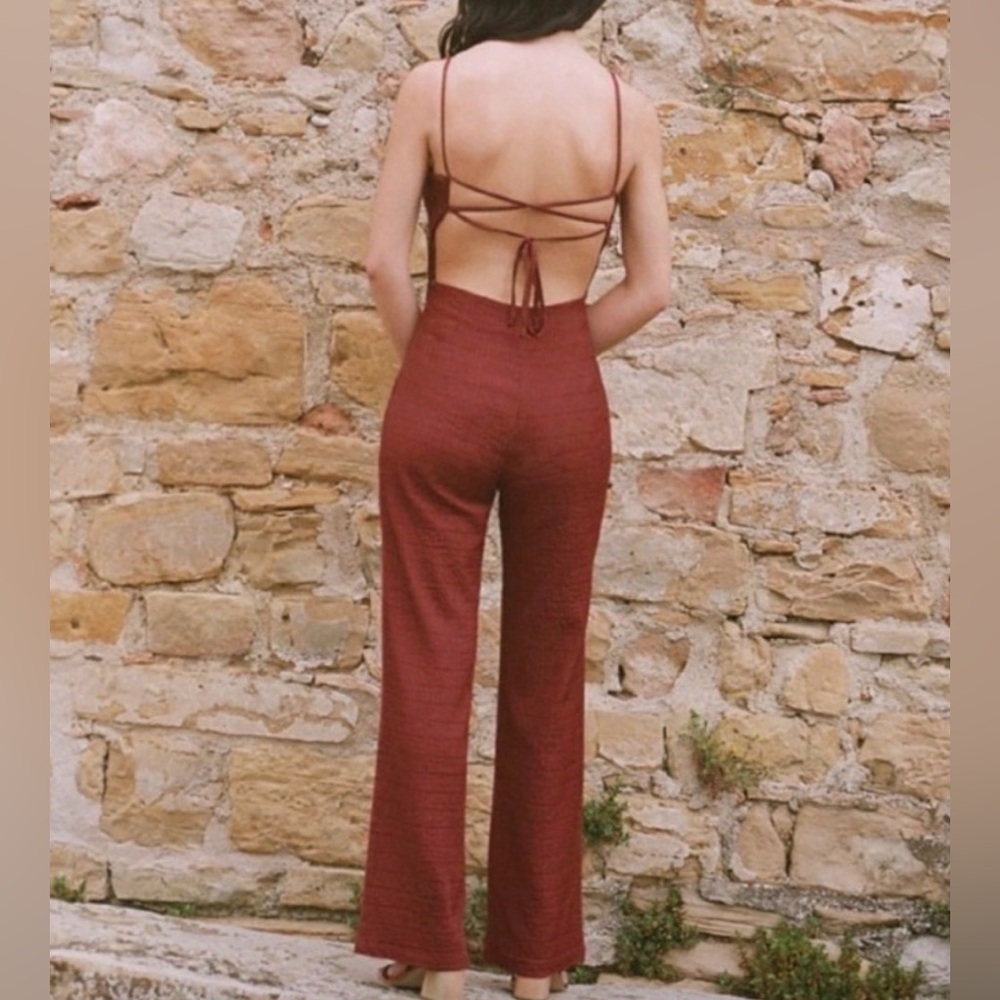 Paloma Wool Ava Backless Jumpsuit in Rust size 36/4
